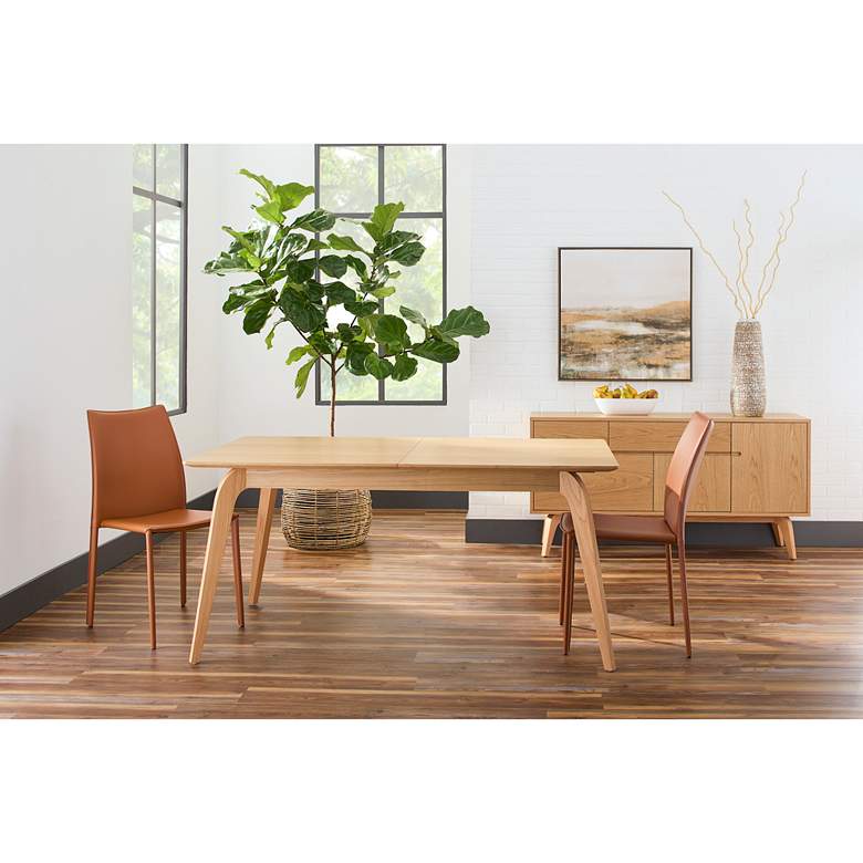 Image 1 Lawrence 82 1/2 inchW Oak Veneered Wood Extension Dining Table in scene