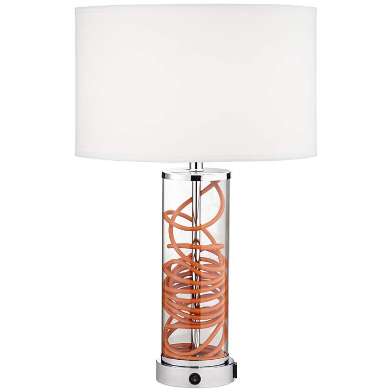 Image 1 72K85 - 28 inchH Glass Body Table Lamp with Red Cord (left)