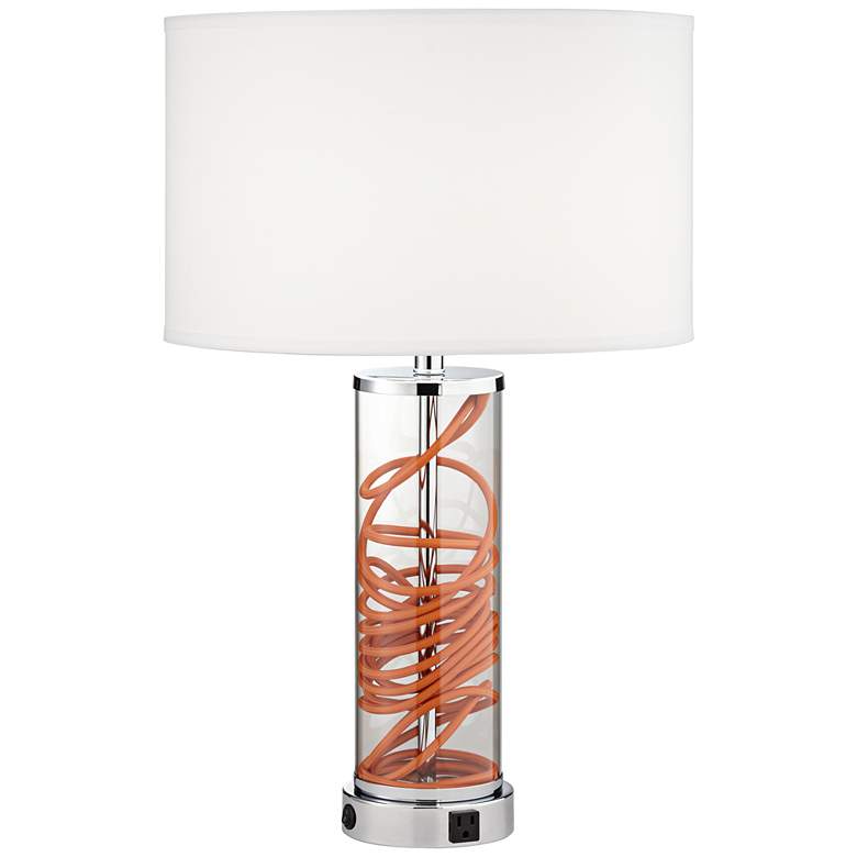 Image 5 72K85 - 28 inchH Glass Body Table Lamp with Red Cord (left) more views