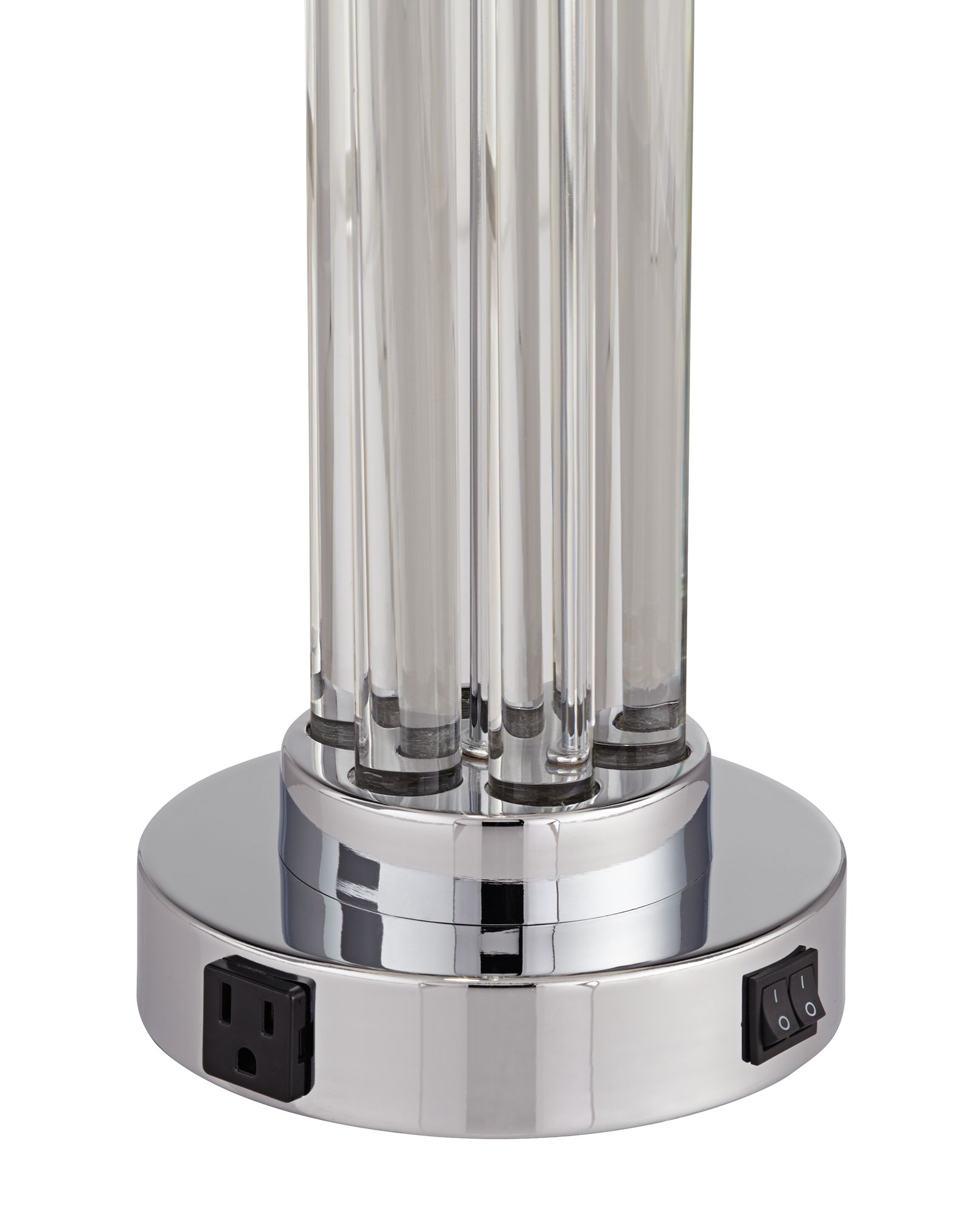 Image 2 72T49 - 32"H Clear Glass and Chrome Table Lamp with 1 Outlet Left more views