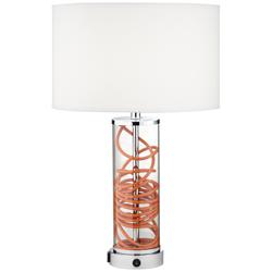72T50 - 28&quot;H Glass Body Table Lamp with Red Cord (right)