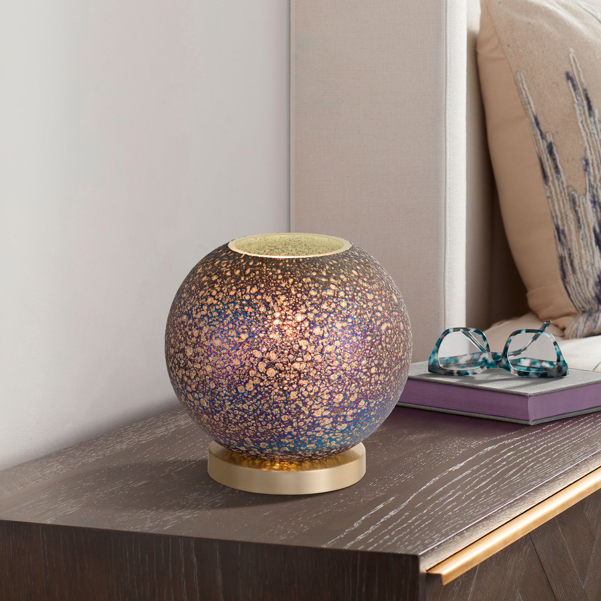 Image 1 Pia 7 1/2" High Purple Mosaic Glass Globe Accent Lamp in scene