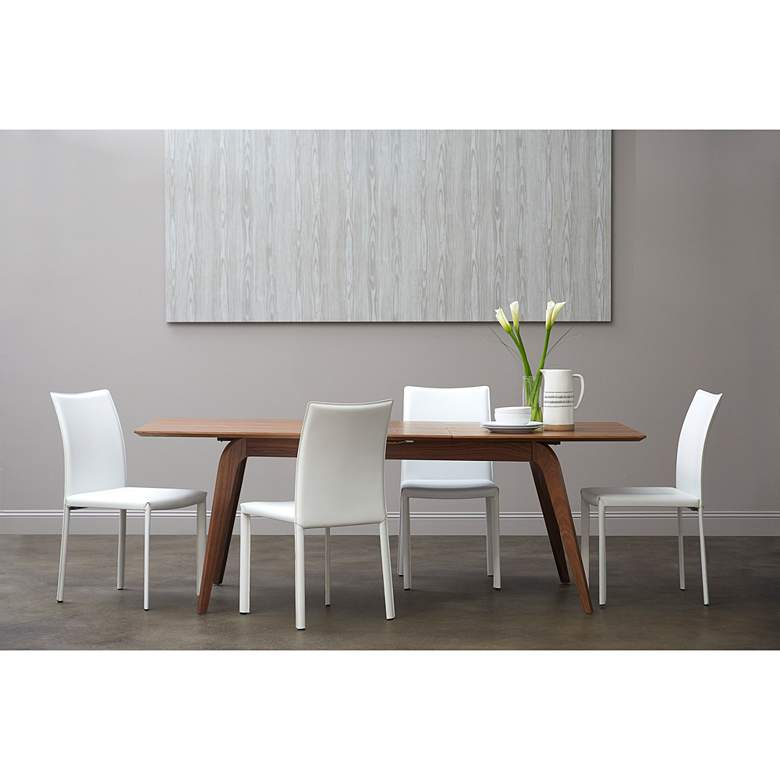 Image 1 Euro Style Lawrence 82 1/2" Walnut Veneered Extension Dining Table in scene