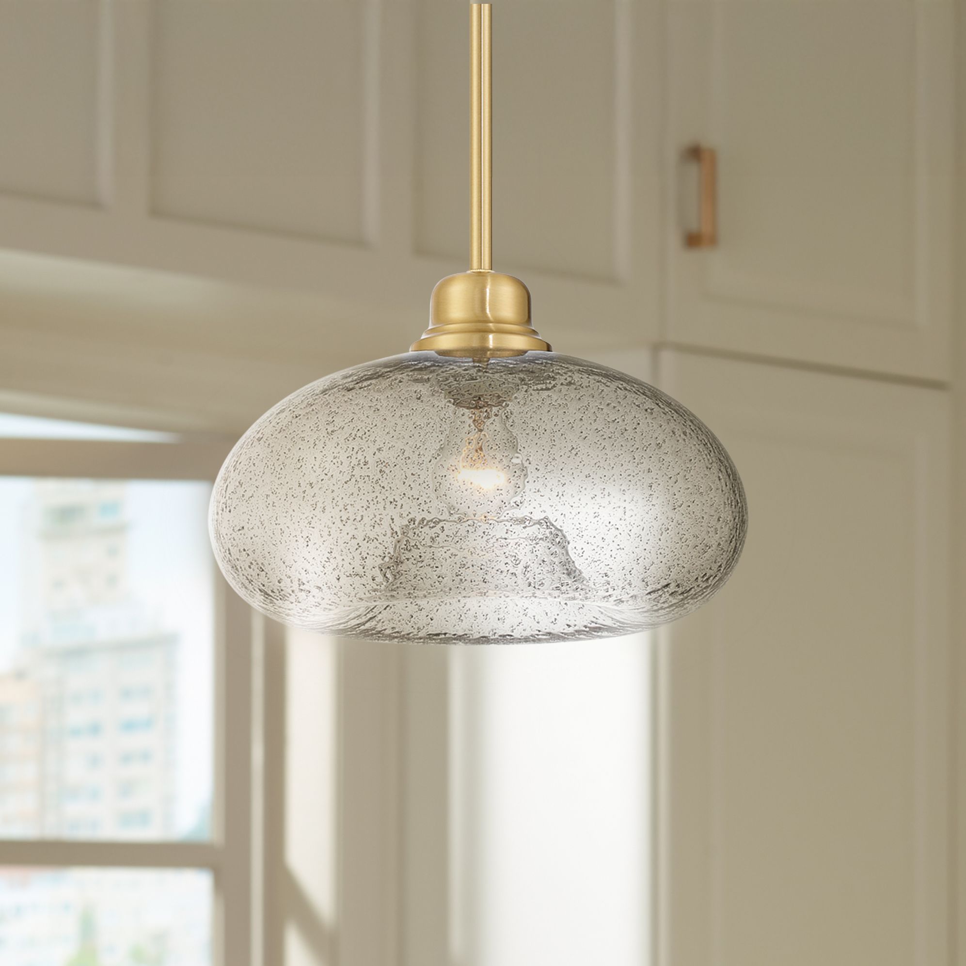 Image 1 Possini Euro Vacquer 11" Wide Soft Gold and Glass Mini Pendant Light in scene