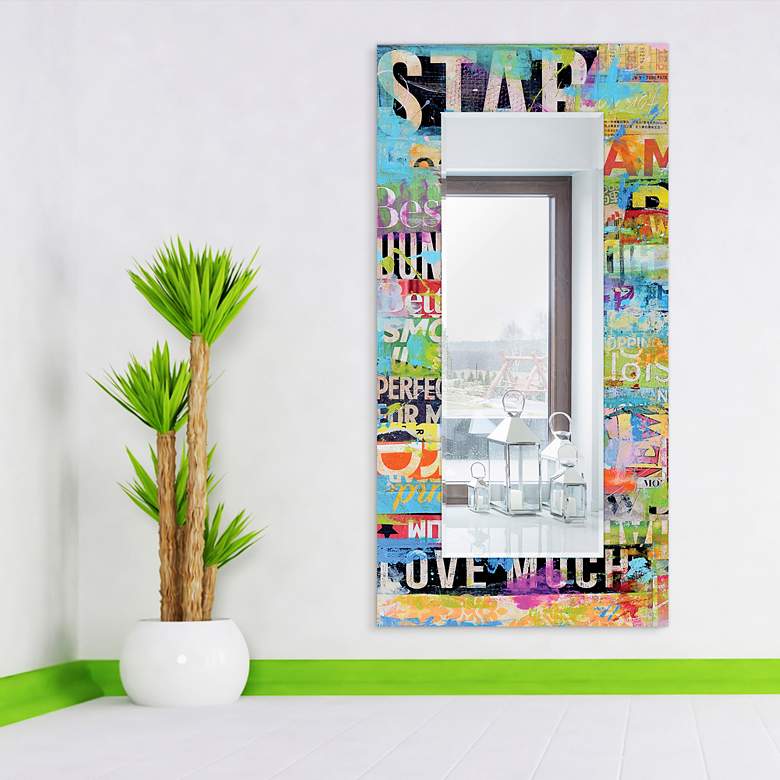Image 1 Metro Mix Art Glass 36" x 72" Rectangular Wall Mirror in scene