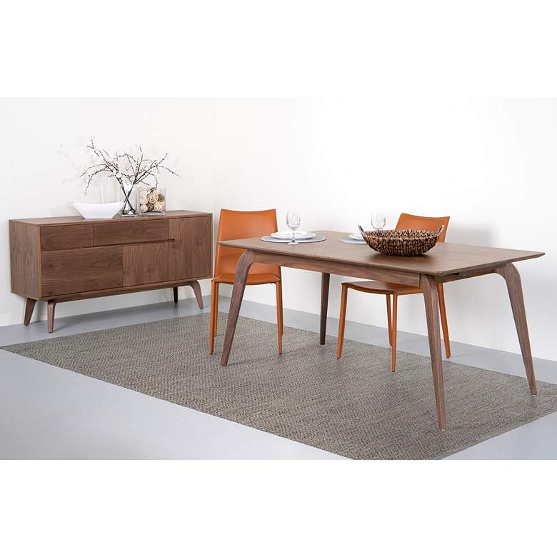 Image 1 Lawrence 59" Wide Walnut Veneered 3-Drawer 2-Door Sideboard in scene