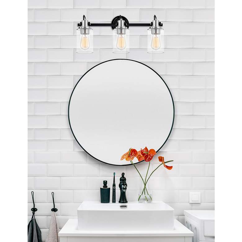 Image 1 Brooklyn 23 1/2" Wide Matte Black Nickel 3-Light Bath Light in scene