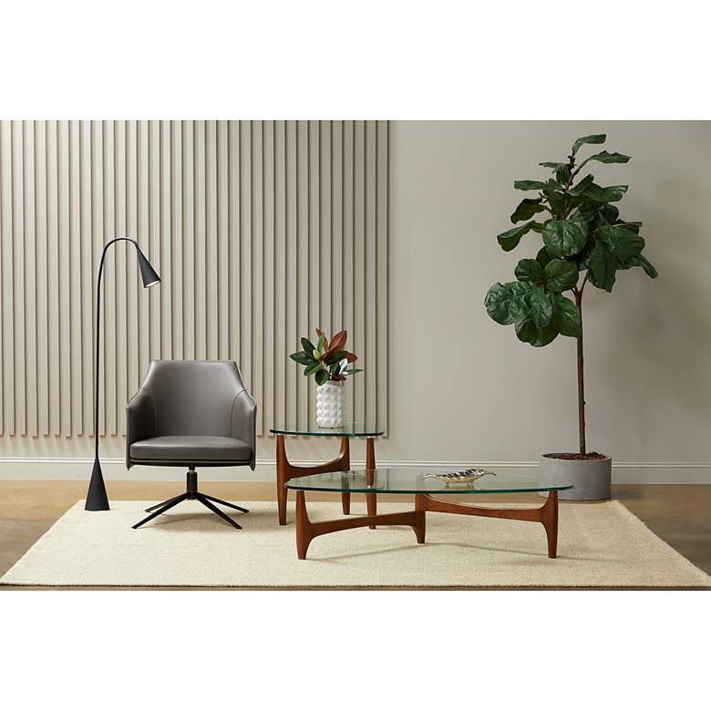 Image 1 Ledell 23 3/4" Wide Walnut Ash Wood and Glass Modern Side Table in scene