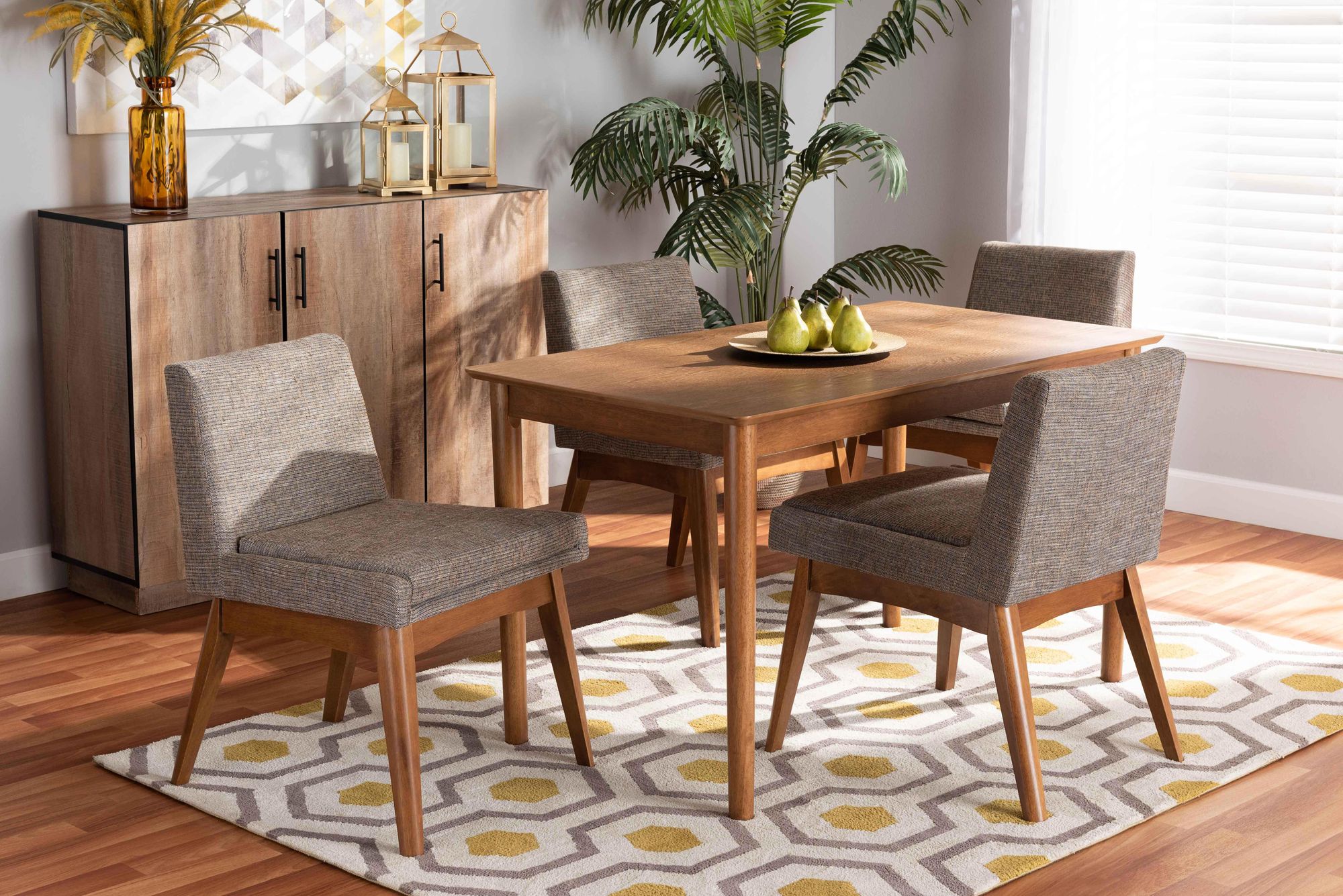 Image 1 Baxton Studio Nexus Gray Gravel Fabric 5-Piece Dining Set in scene