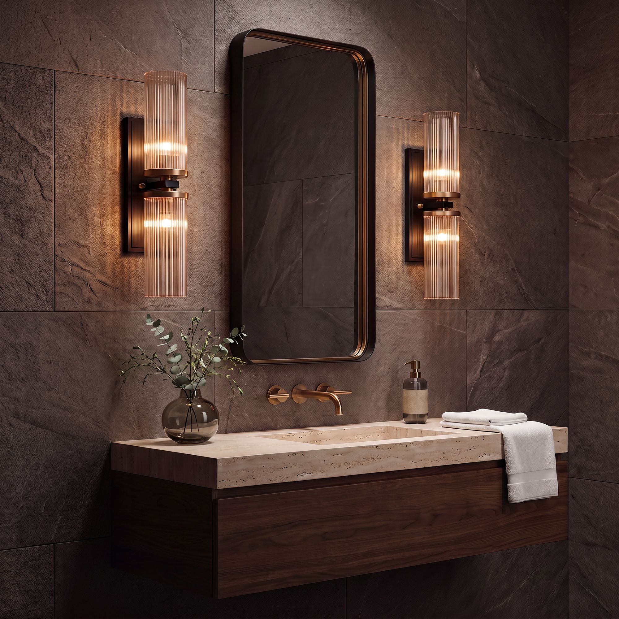 Image 1 Possini Euro Design Palais 20 1/4"H Black and Warm Brass 2-Lt Sconce in scene