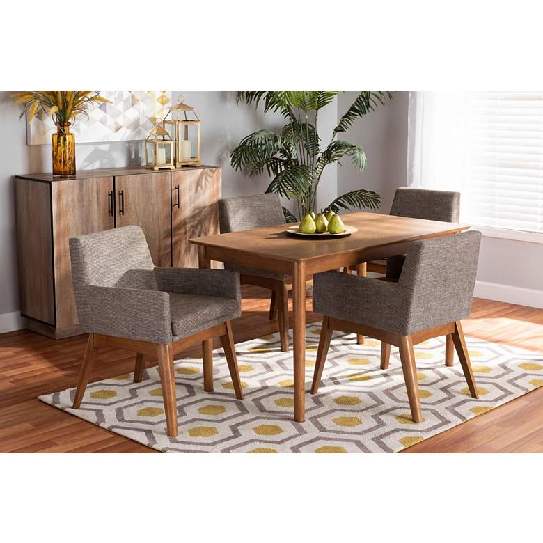 Image 1 Baxton Studio Dorina Gray Gravel Fabric 5-Piece Dining Set in scene