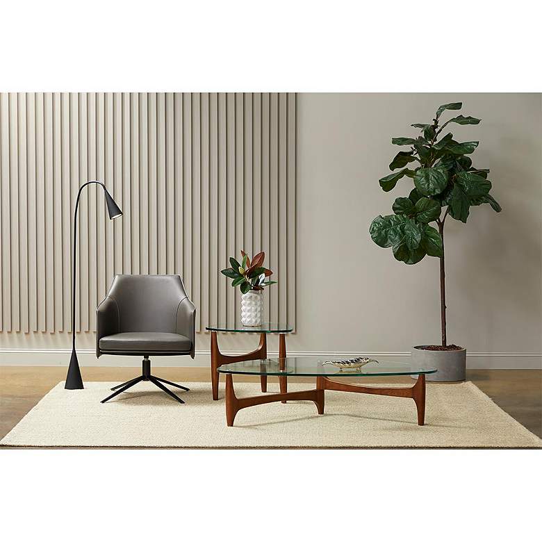 Image 1 Ledell 52 1/4" Wide Walnut Ash Wood and Glass Modern Coffee Table in scene