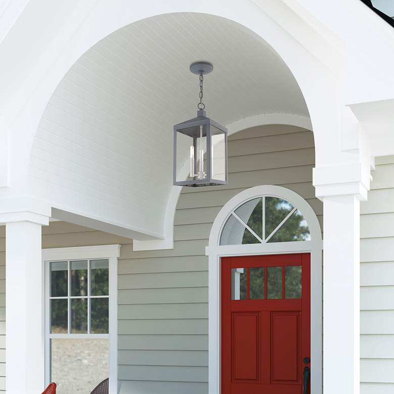 Image 1 Nyack 18 1/2" High Nordic Gray 3-Light Outdoor Hanging Light in scene
