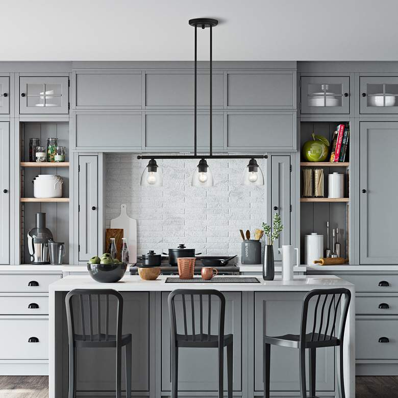 Image 1 Montgomery 30" Wide Black 3-Light Linear Pendant in scene