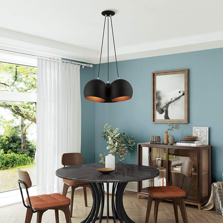 Image 1 3 Light Black Globe Pendant in scene
