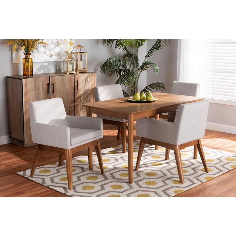 Image 1 Baxton Studio Dorina Grayish Beige Fabric 5-Piece Dining Set in scene