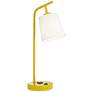 73D15 - Yellow Desk Lamp with White Fabric Shade and 1 Outlet