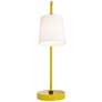 73D15 - Yellow Desk Lamp with White Fabric Shade and 1 Outlet