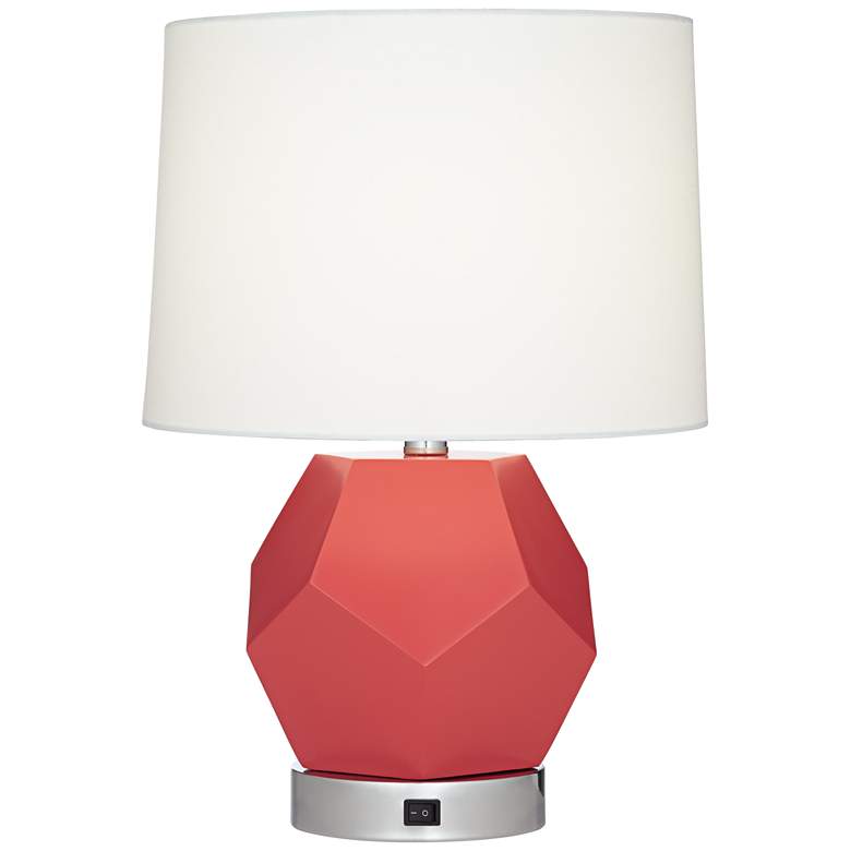 Image 1 73T34 - 18.5 inchH Geometric Orange Resin Table Lamp