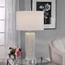 1_Uttermost Zesiro 32" Beige Glaze Cylindrical Ceramic Table Lamp in scene