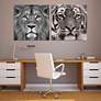 1_Lion and Tiger 76" Wide Floating 2-Piece Glass Wall Art Set in scene