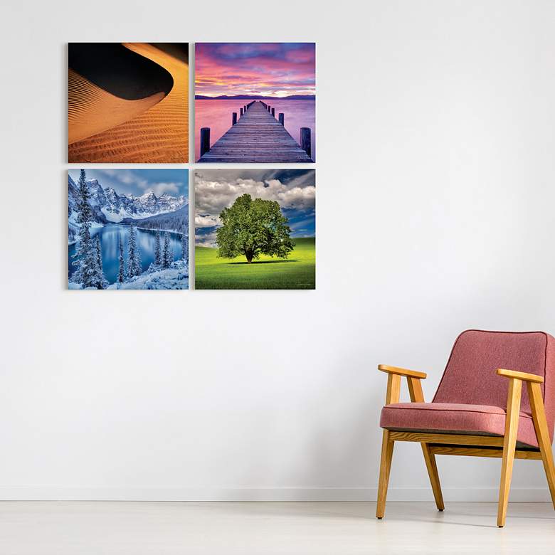Image 1 Scenery 20" Square 4-Piece Printed Glass Wall Art Set in scene