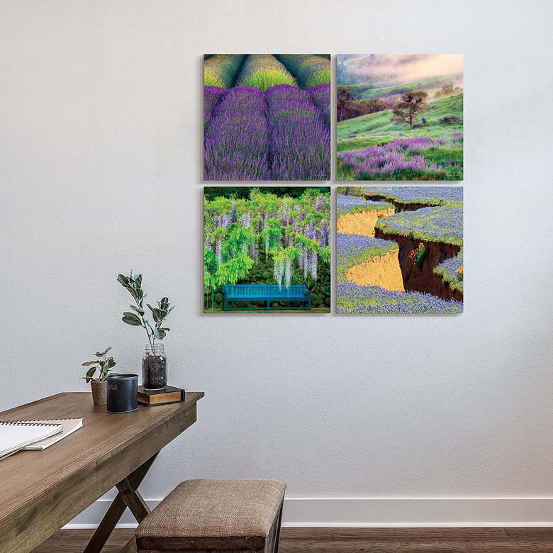 Image 1 Splendid Lavender 20" Square 4-Piece Glass Wall Art Set in scene