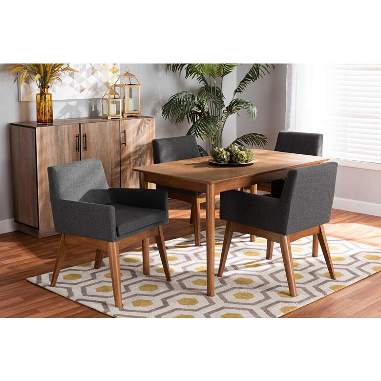 Image 1 Baxton Studio Dorina Dark Gray Fabric 5-Piece Dining Set in scene