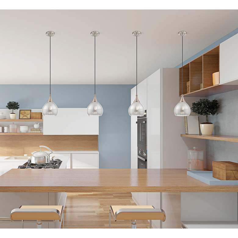 Image 1 Livex Lighting 7" Wide Modern Brushed Nickel Smoke Glass Mini Pendant in scene