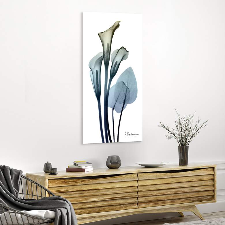Image 1 Calia Lily 48 inchH Floating Tempered Glass Graphic Wall Art in scene