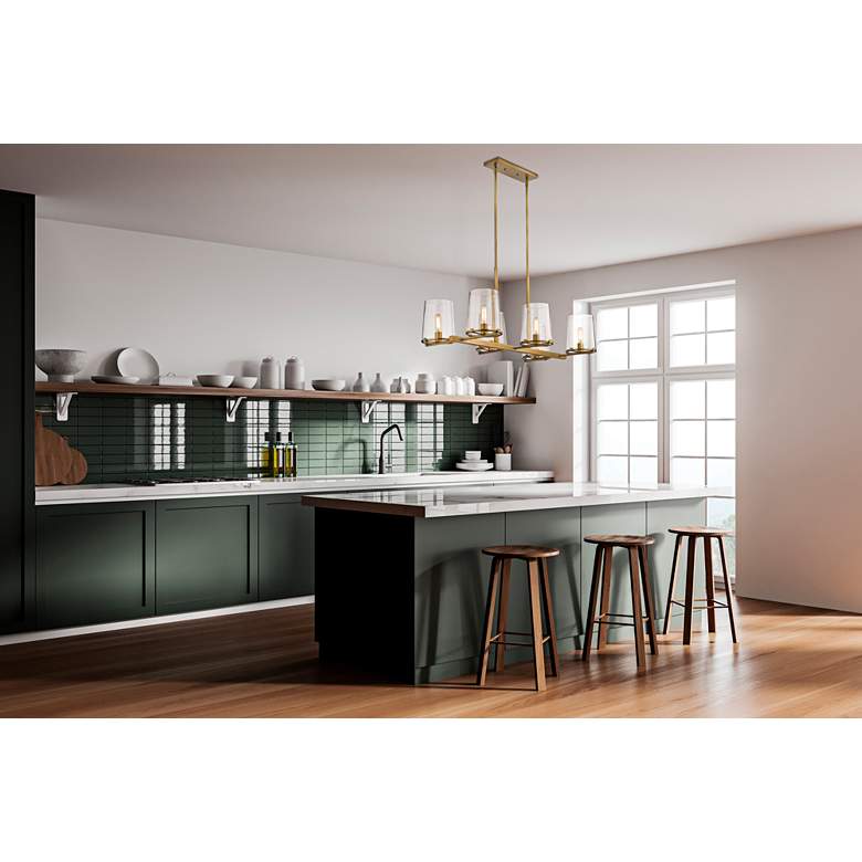 Image 1 Callista 43 1/2" Wide Rubbed Brass 6-Light Pendant in scene