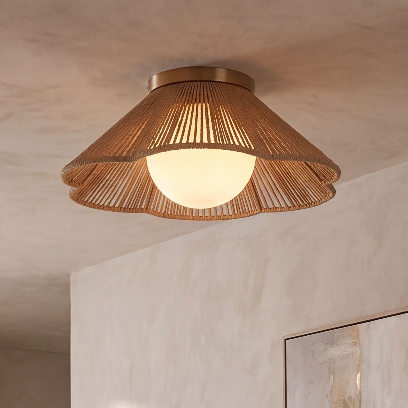 Image 1 Mylinh 22" Wide Natural Rope and Soft Gold Coastal Pendant Light in scene