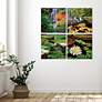 Water Lilies 20" Square 4-Piece Printed Glass Wall Art Set in scene