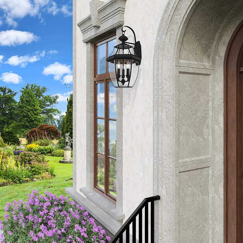 Image 1 Monterey 22 1/2" High Black 3-Light Outdoor Wall Lantern in scene