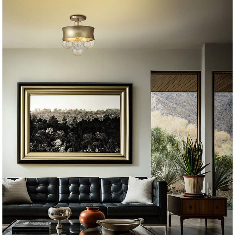 Image 1 Verdi Square 14" Wide Soft Gold and Glass Pendant Light in scene