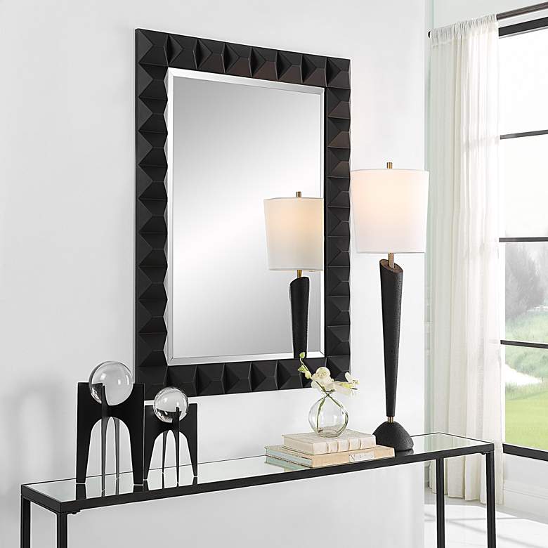 Image 1 Uttermost Studded Matte Black 31 3/4" x 43 1/4" Wall Mirror in scene