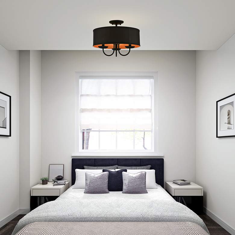 Image 1 3 Light Black Semi-Flush Mount in scene