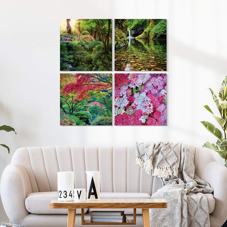 Image 1 Maples, Waterfalls 20" Square 4-Piece Glass Wall Art Set in scene