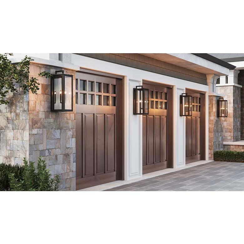 Image 1 Hunt 36"H Black Aluminum 4-Light Outdoor Lantern Wall Light in scene
