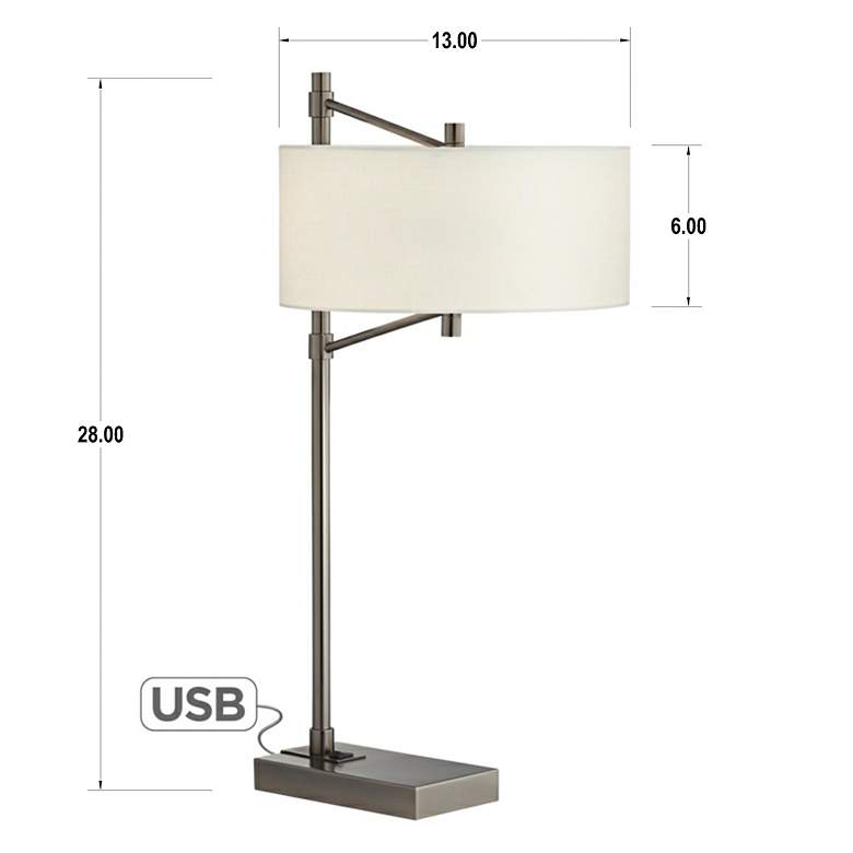 Image 6 74G04 - Hugo Modern desk lamp in Gun Metal finish with USB more views