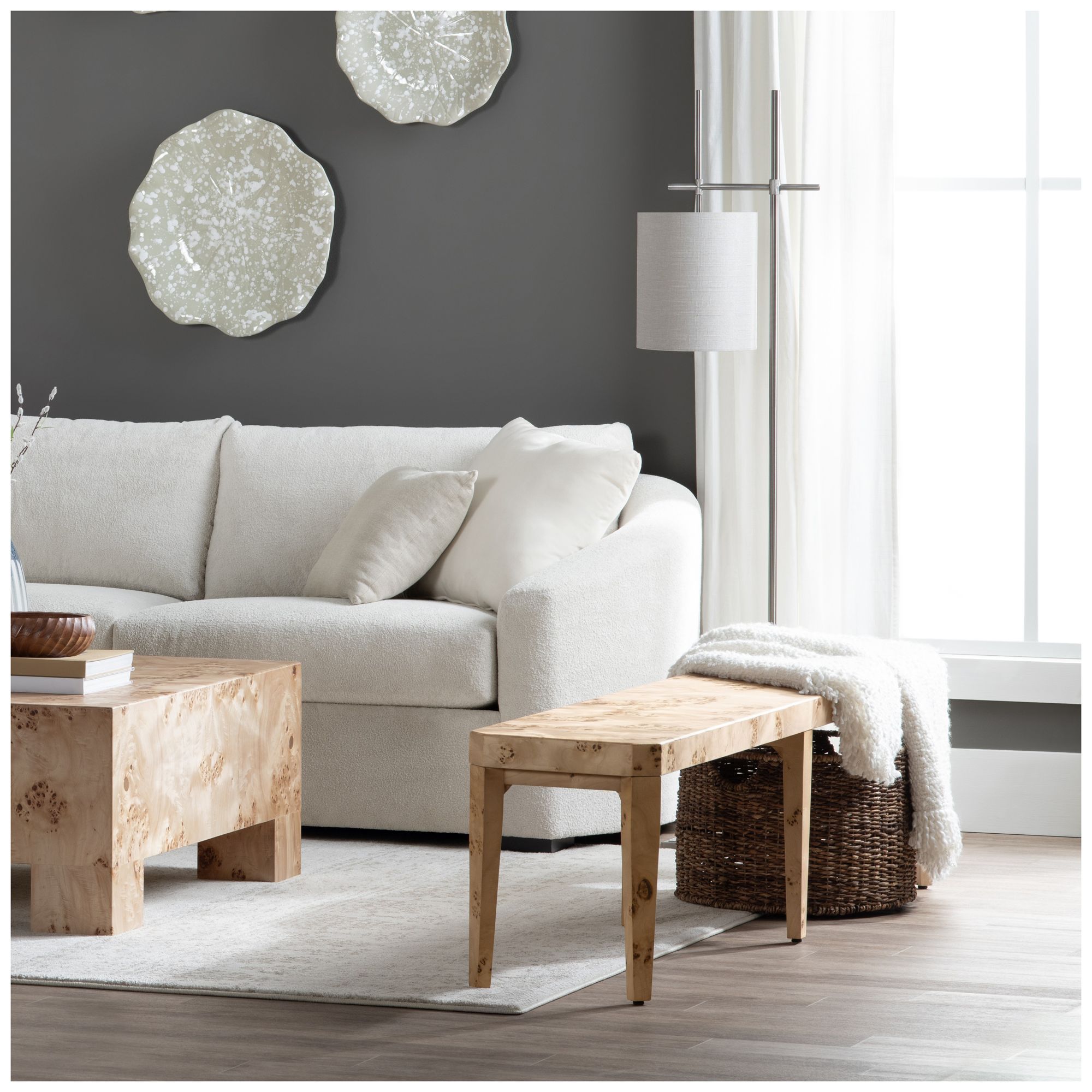 Image 4 75 in. Brown Accent Bench with Brown Wooden Frame more views