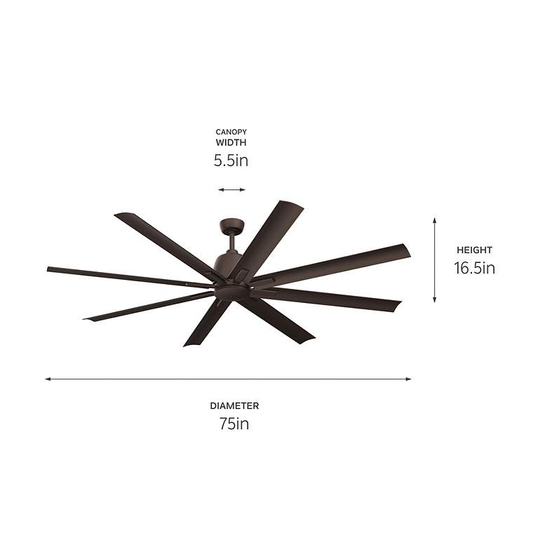 Image 6 75 inch Kichler Breda Outdoor Satin Bronze Large Ceiling Fan with Remote more views