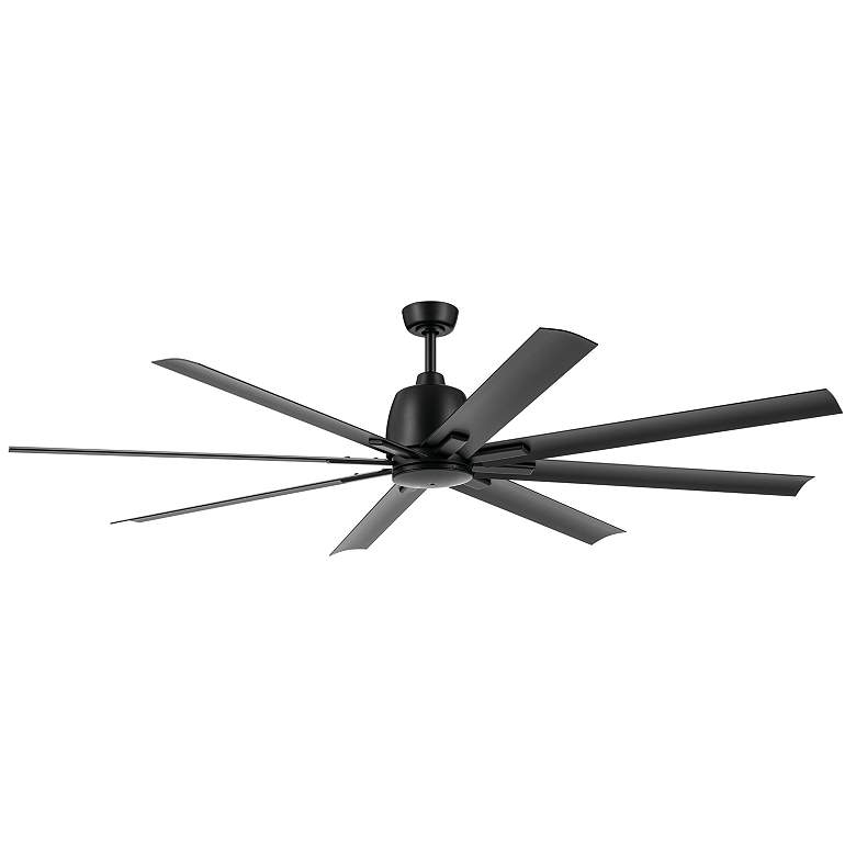 Image 1 75" Kichler Breda Satin Black Large Outdoor Ceiling Fan with Remote