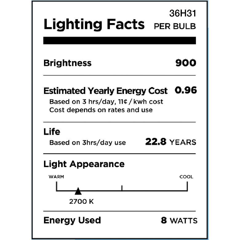75 Watt Equivalent Clear 8 Watt LED Dimmable Edison Bulb more views