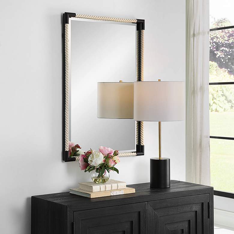 Image 1 Marina White Rope and Black 23 3/4" x 35 1/2" Wall Mirror in scene