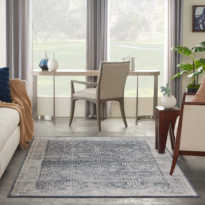 Image 1 Nourison Malta MAI12 5&#39;3 inchx7&#39;7 inch Navy Ivory Area Rug in scene