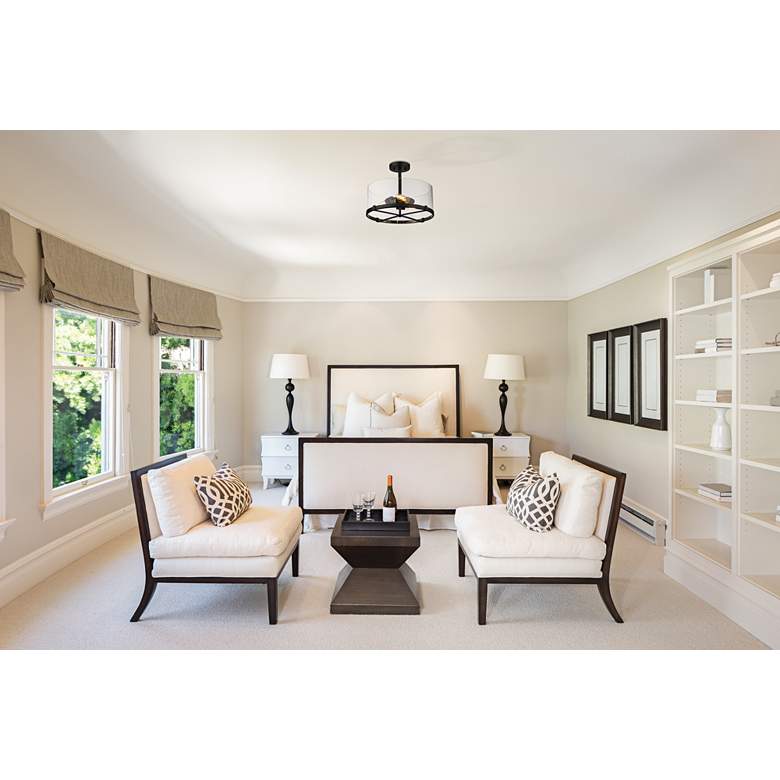 Image 1 Callista 16 1/2" Wide Matte Black 3-Light Ceiling Light in scene