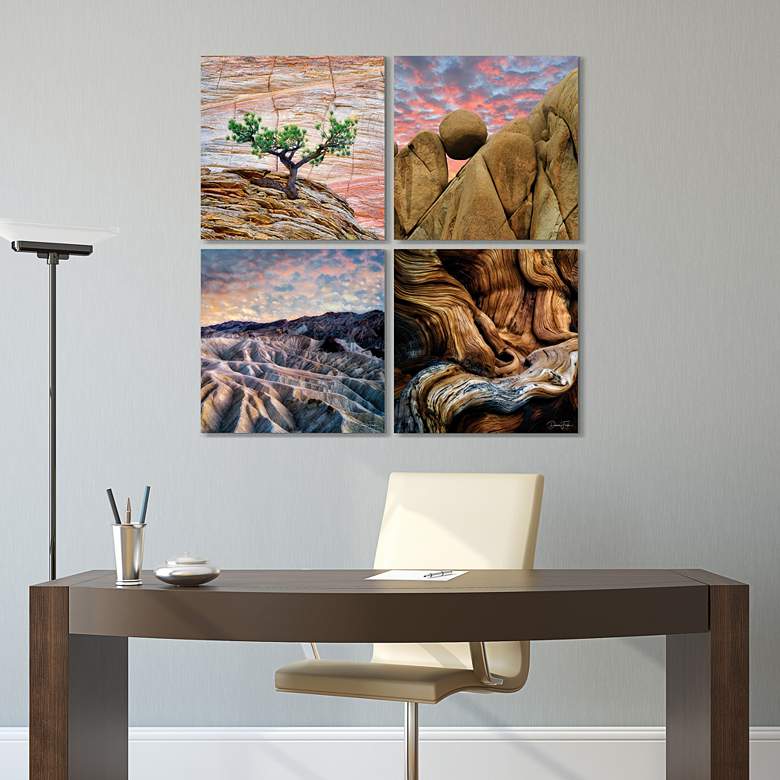 Image 1 Amplitude 20" Square 4-Piece Printed Glass Wall Art Set in scene