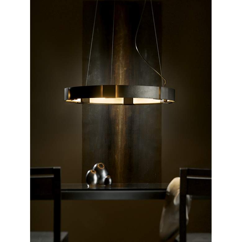 Image 1 Hubbardton Forge Aura Pendant 28.9" Dark Smoke Glass Ring Pendant in scene