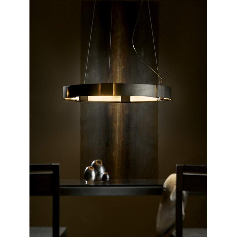 Image 1 Hubbardton Forge Aura Pendant 28.9 inch Dark Smoke Glass Ring Pendant in scene